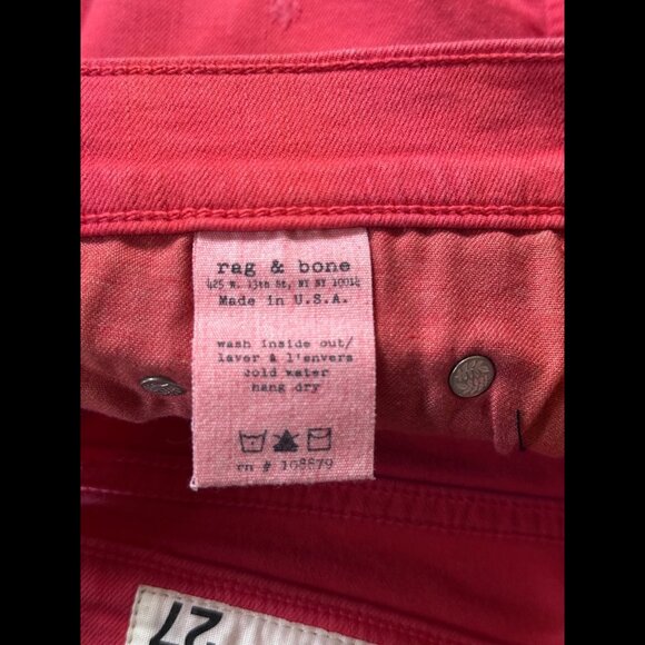 Rag & Bone Jean Mini Shorts 27 Womens Red Pink Frayed Hem Denim - Picture 8 of 9
